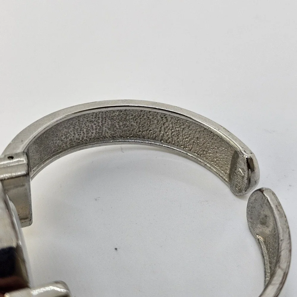 Women's Open Cuff Bangle Watch 27MM White Dial White Gray Bands 5.5